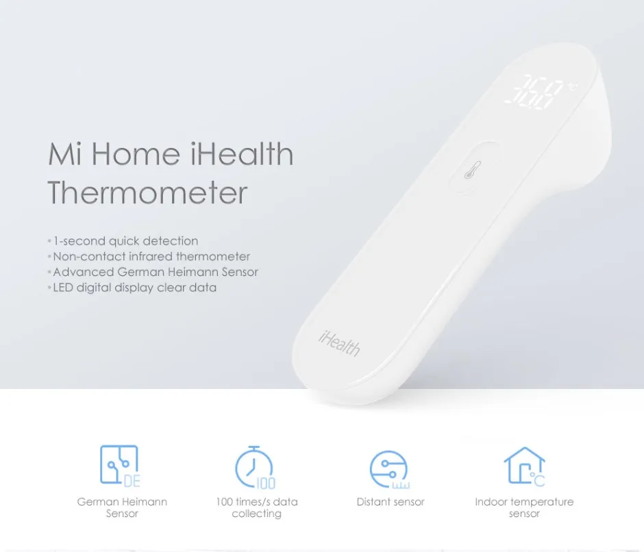 Xiaomi Mi домашний термометр iHealth, цифровой инфракрасный термометр для детей, бесконтактный термометр для измерения температуры лба