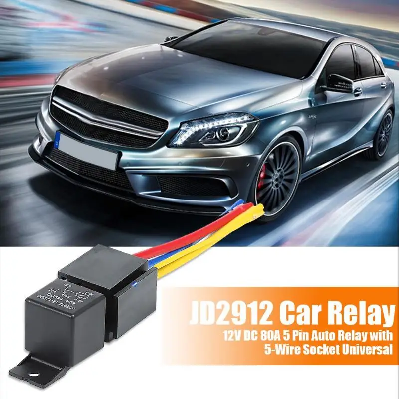 JD2912 реле автомобильное 12V DC 80A 5 Pin автомобильное реле Тип преобразования вводный Тип модификации с 5-проводной розеткой Универсальный