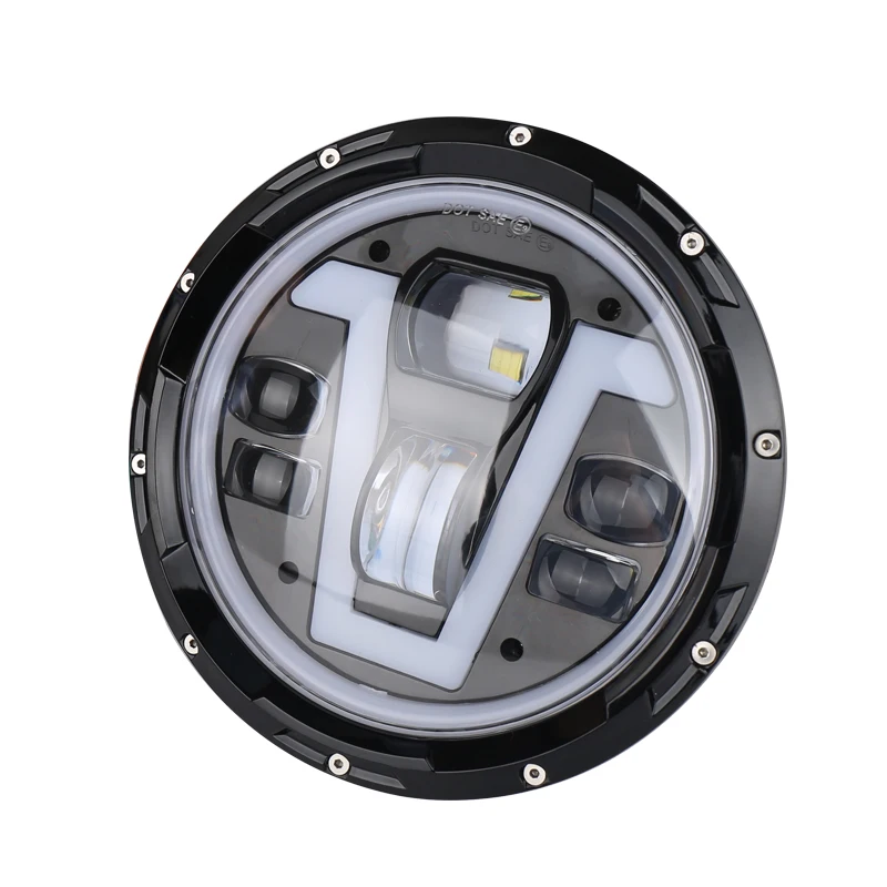 Для Jeep Wrangler JK пара 7 дюймов светодиодный фонарь DRL янтарные указатели поворота для Lada 4x4 Нива внедорожный УАЗ фары дальнего света