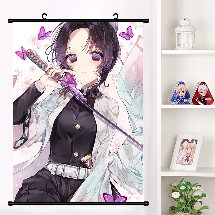 Аниме Demon Slayer: Kimetsu no Yaiba Hashibira Kochou Shinobu Kanroji Kamado настенный плакат с прокручиванием домашний декор - Цвет: N