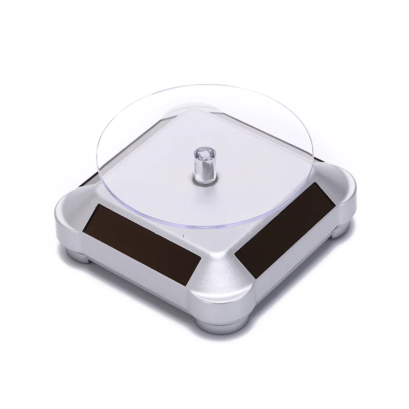 Fashion Holder Rack Solar Showcase 360 Turntable for Watch Ring Display Rotating Watch Box Stand
