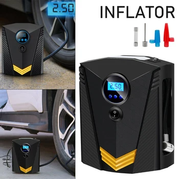 

12V Portable Electric Car Tyre Inflator Pump Digital Air Compressor 3 Adapters