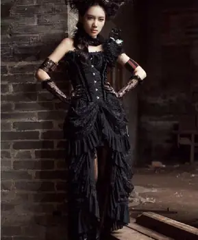

Goth Punk Dress Dark Style Gothic Lolita Dresses Black Red Slim Halloween Stage Style Dress Gift Drop Ship