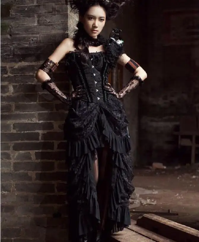 Готическое платье в стиле готической Лолиты Goth Punk Черное и Красное Облегающее