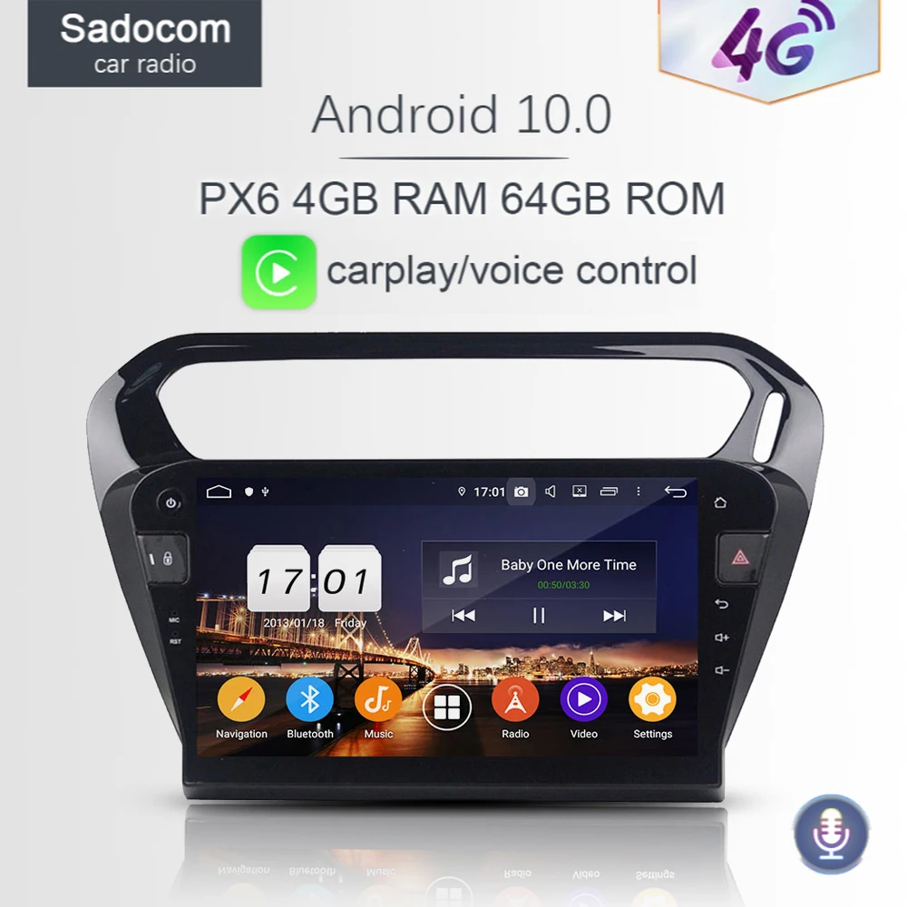 PX6 DSP 10.1" TDA7851 Android 10.0 64G 4GB RAM Car DVD Player car GPS RDS autoradio wifi Bluetooth 5.0 For PEUGEOT 301 2013-20 |