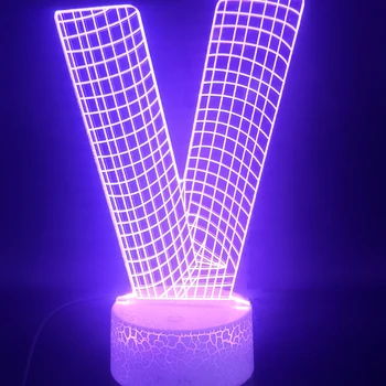 

3D Lamp 3 D Mesh Letter V Novelty Present for Children Touch Sensor Hologram Multi-color with Remote Usb Led Night Light Lamp