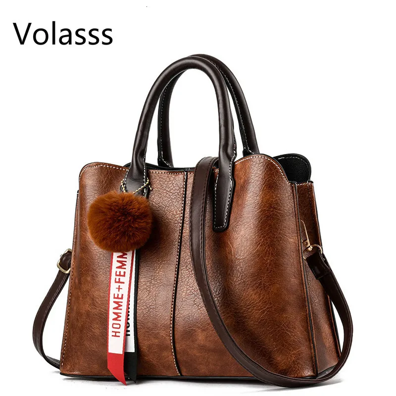 

Luxury Leather Bags Women Messenger Handbags Fashion Crossbody Shoulder Ladies Hand Bag Woman Hairball Handbag Female Sac A Main