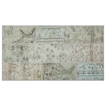 

Handmade Beige Vintage Overdyed Patchwork Area Rug 080x150 Cm-2'7''X4'11''