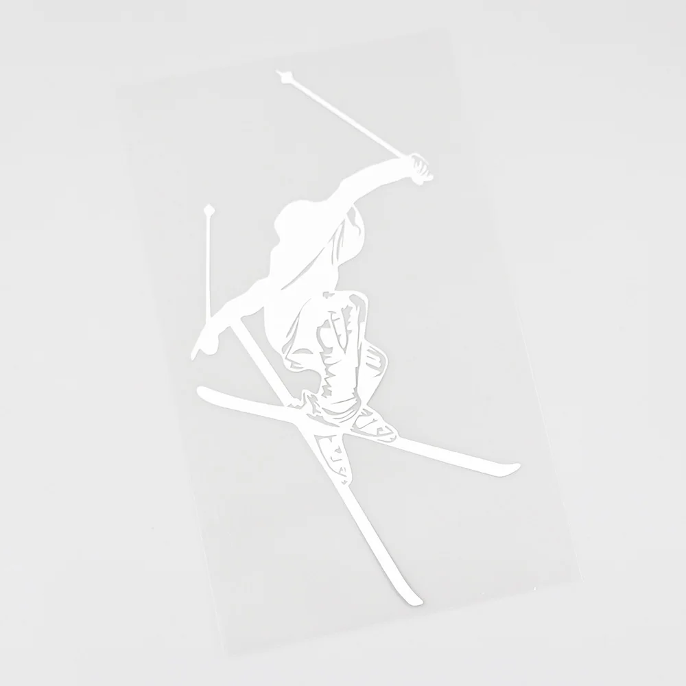 YJZT 8.8CMX17.2CM  Skier Mural Winter Games Skiing Decal Vinyl Car Sticker Black/Silver 8A-0634