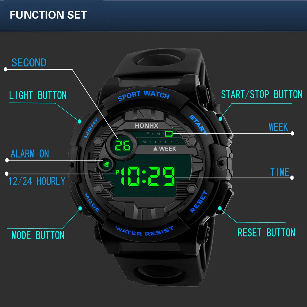 Водонепроницаемые мужские и женские Цифровые Часы светодиодный спортивные часы со стеклянным циферблатом силиконовые наручные часы reloj deportivo hombre reloj Digital monter@ 5