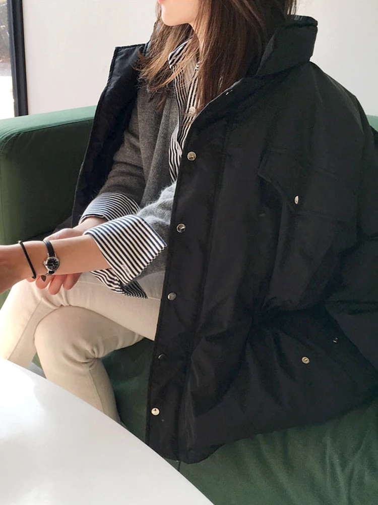 Зимнее пальто с воротником, приталенное утепленное пальто, женская версия, свободная длинная парка, зимняя куртка для женщин