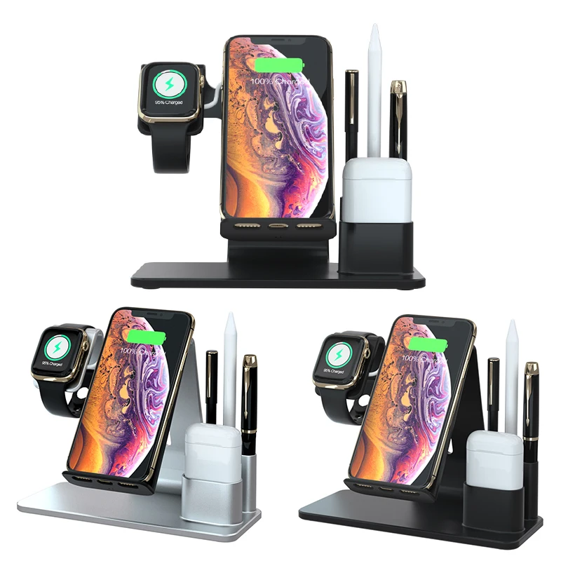 3 в 1 Быстрое беспроводное зарядное устройство для iPhone 11 pro samsung S8 S9 для Apple Watch 5 4 3 2 1 Зарядная Станция для Airpods подставка для телефона
