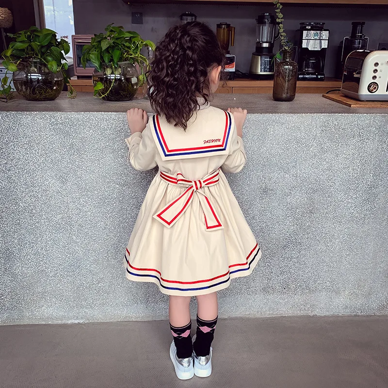 

Girls' Wind Coat 2019 New Style Korean-style Western Style GIRL'S Autumn Clothing Coat Mid-length College Style Tops Children Tu