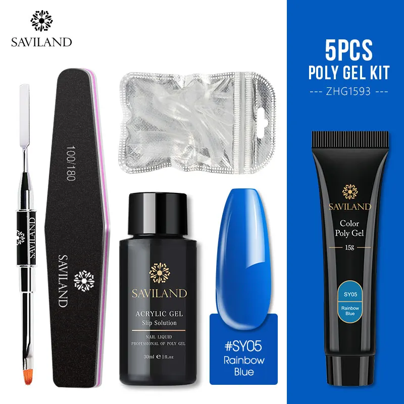 5PCS SET 5 Soak off 5 шт./компл. Цвет поли геля акриловый Фрезер для ногтей cо шлифовальными комплект профессиональный набор УФ-гель для ногтей Быстрый строитель поли гель набор маникюрных инструментов - Цвет: 5PCS SET 5