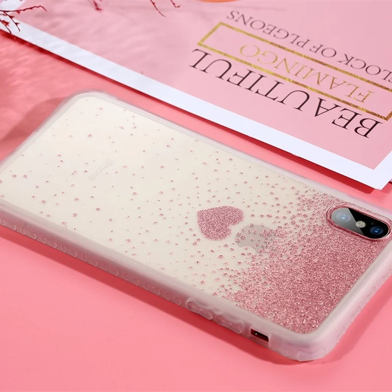 LISCN чехол для телефона с милым сердечком для iPhone 6 6S Plus 7 8 Plus X XS XR Xs Max 11 Pro Max Блестящий Прозрачный Роскошный чехол для телефона - Цвет: Pink