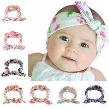 Европа и Америка,, цветная повязка для волос с кроличьими ушами, цветочный принт, Детская Хлопковая повязка для волос, головной убор, AliExpress, поставка
