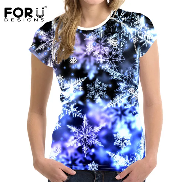 FORUDESIGNS/фиолетовая сиреневая Цветочная женская футболка, летние тонкие топы, укороченный женский бодибилдинг, Повседневная Эластичная футболка, женская одежда, Новинка - Цвет: U0028BV