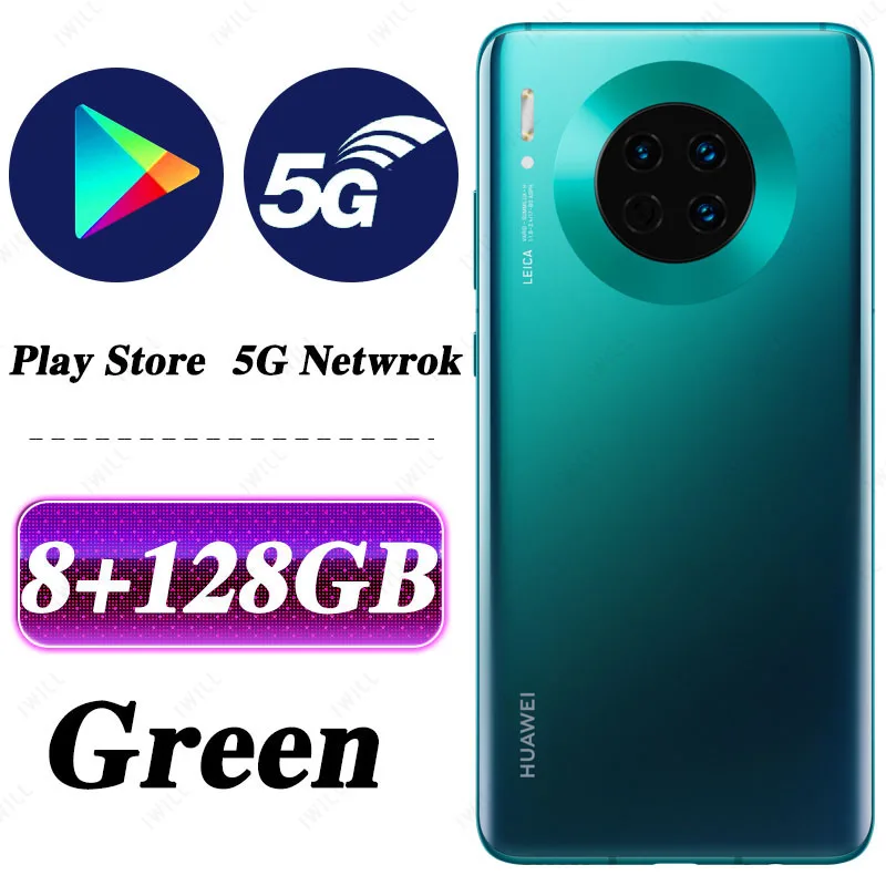 HUAWEI mate 30 5G мобильный телефон 6,62 дюймов Kirin 990 5G версия mate 30 Android 10,0 Встроенный датчик жестов Google play - Цвет: 8G 128G Green