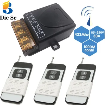 

High-Power Wireless Relay Controller 433MHz RF AC220V 30Amp Receiver and 1000M Remote Transmitter for Ventilation/Pump/Lamp