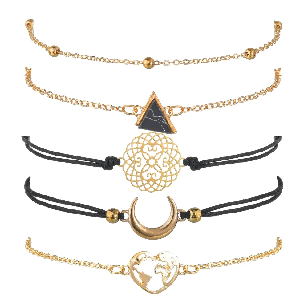 MissCyCy Boho 5 шт./компл. Браслеты& браслеты для Для женщин богемные Винтаж Браслеты с бисером комплект модные Многослойные аксессуары Bijoux(украшения своими руками