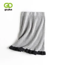 GOPLUS зимняя Осенняя ВЯЗАНАЯ МИНИ прямая юбка черная Женская Повседневная однотонная Лоскутная высокая эластичная резинка на талии с оборками теплая короткая юбка Офисная Женская одежда Faldas Mujer Moda Jupe Femme Нижняя Женская C8240