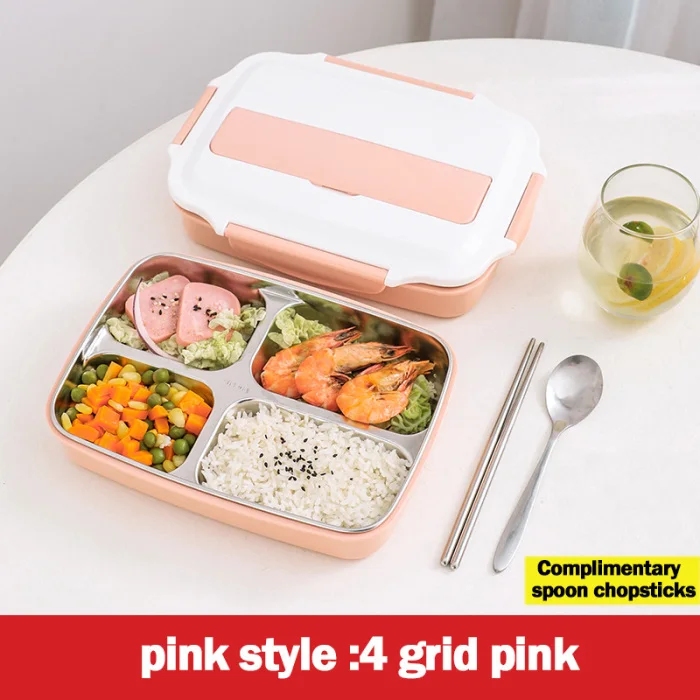 Коробка для обедов, еды, еды, контейнер для хранения Microwavable пластиковая микроволновая печь многоразовые из нержавеющей стали E2S
