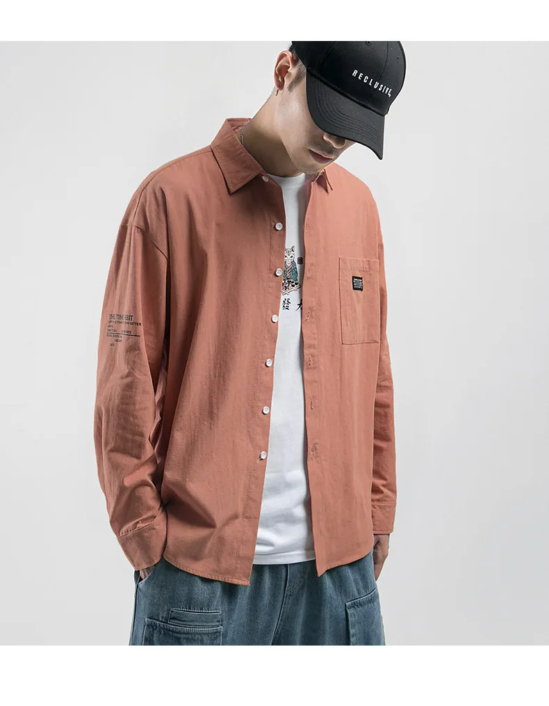 Мужская рубашка Новое поступление быстрая мода осень весна chemise homme Повседневная с длинным рукавом Обычная рубашка для мужчин