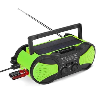 

nk Solar Radio Crank Emergency Power Bank Hand Crank Self Powered AM/FM Weather Portable Radio with Light 2000MAh
