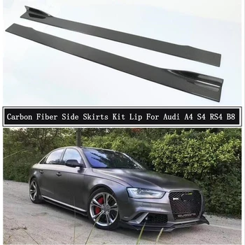 

Carbon Fiber Side Body Skirts Kit Lip Splitters Trim Cover Spoiler For Audi A4 S4 RS4 B8 2009 2010 2011 2012 Car Accessories