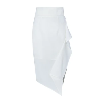 

Pencil Skirts Female Women Bodycon Skirt Fashion Sexy White High Waist Party Skirts Club Elegant Ruffles Clothes