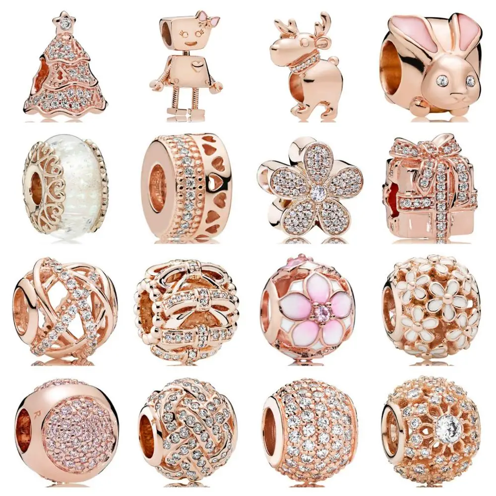 

PDB ZZ 04 100% 925 Sterling Silver 925 Jewelry Galaxy Openwork Reindeer Eyes Dai Disordered Daisy Charm Beaded Diy Bracelet