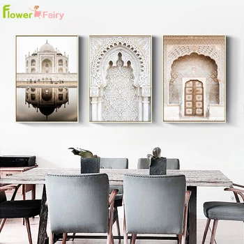 

Morocco Door Scenery Religion Wall Art Canvas Painting Casablanca Palace Nordic Poster Wall Pictures For Living Room Unframed