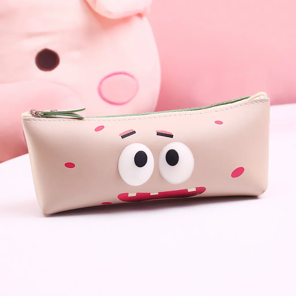 Waterproof Cute Cute Eye Hand Holding Cartoon Stereo Open Zipper Pencil Case Box School Stationery Bag Supplies