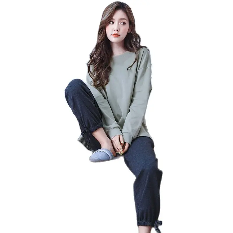 

Женский хлопковый костюм Yomrzl S054 с длинным рукавом и нагрудной подушкой, домашняя одежда, одежда для сна, пижамный комплект