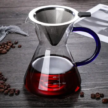 

400ml Coffee Pot Filter Pot High-temperature Resistant Classic Glass Stainless Steel Coffee Maker for Family Office Espresso