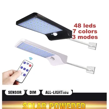

48 LED Dual Head Solar Light Radar Sensor Spotlight Outdoors Solar Garden Light Super Bright Yard Flood LED Lamp Waterproof remo