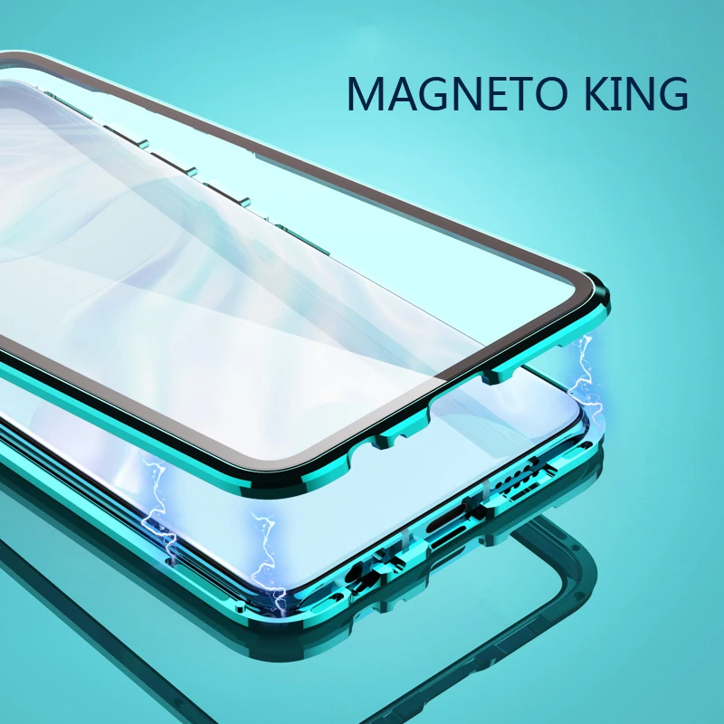 Магнитный чехол для Redmi CC9 Pro, магнитный двухсторонний стеклянный защитный чехол для Redmi CC9 SE, Задний Передний стеклянный корпус