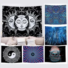 Tapisserie de forêt en coton à suspendre, tissu de Style nordique, impression numérique artistique, arrière plan, décor de crâne de flamant rose, tapis mural, 1 pièce 