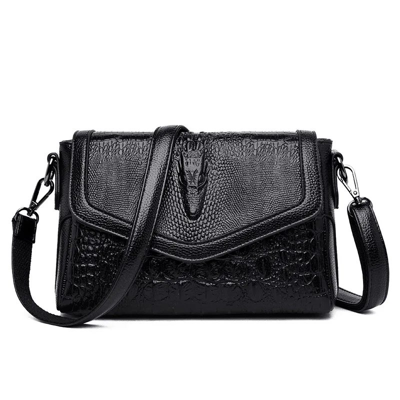 FLYONE 3D сумка из крокодиловой кожи женские сумки-мессенджеры модная женская сумка через плечо дневные клатчи Bolsa Sac - Цвет: Черный