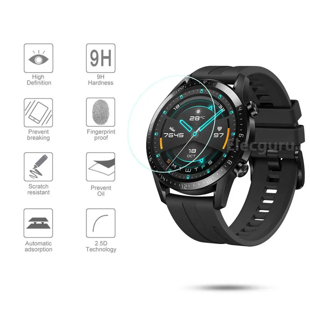 

3Pcs Tempered Glass Smart Watch Screen Protective Film Cover Anti-Scratch Smart Watch Film For Huawei GT 2 For Huawei GT 2 Watch