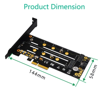 

Dual M.2 PCIE Adapter for SATA or PCIE NVMe SSD with black HeatSink and LED Solution,M.2 SSD NVME (m Key) and SATA (b Key) 22110