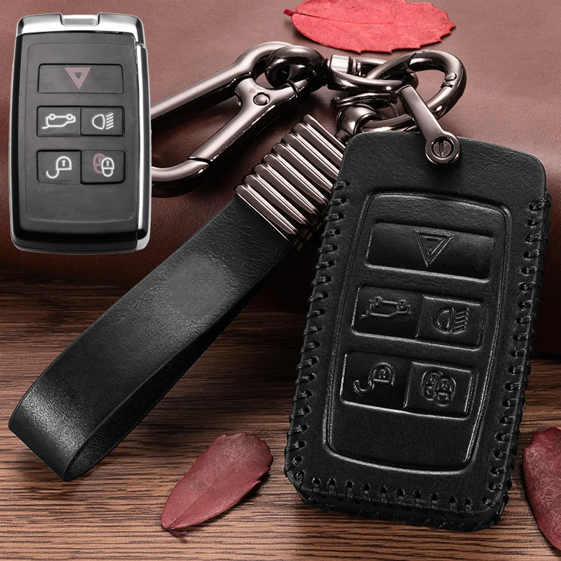 B Black 1 шт. 5 кнопок Кожаный Автомобильный Брелок чехол с брелком для Land Rover(пожалуйста, убедитесь, что ваш ключ такой же, как на картинке - Название цвета: B Black
