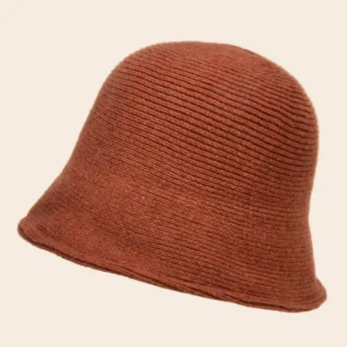 white bucket hat Women Solid Color Wool Bucket Hat Drawstring Fisherman Vintage Knitted Basin Cap female bucket hat Bucket Hats