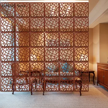 

Wooden partition screen living room porch partition curtain multi-function folding hanging screen retro hollow partition curtain