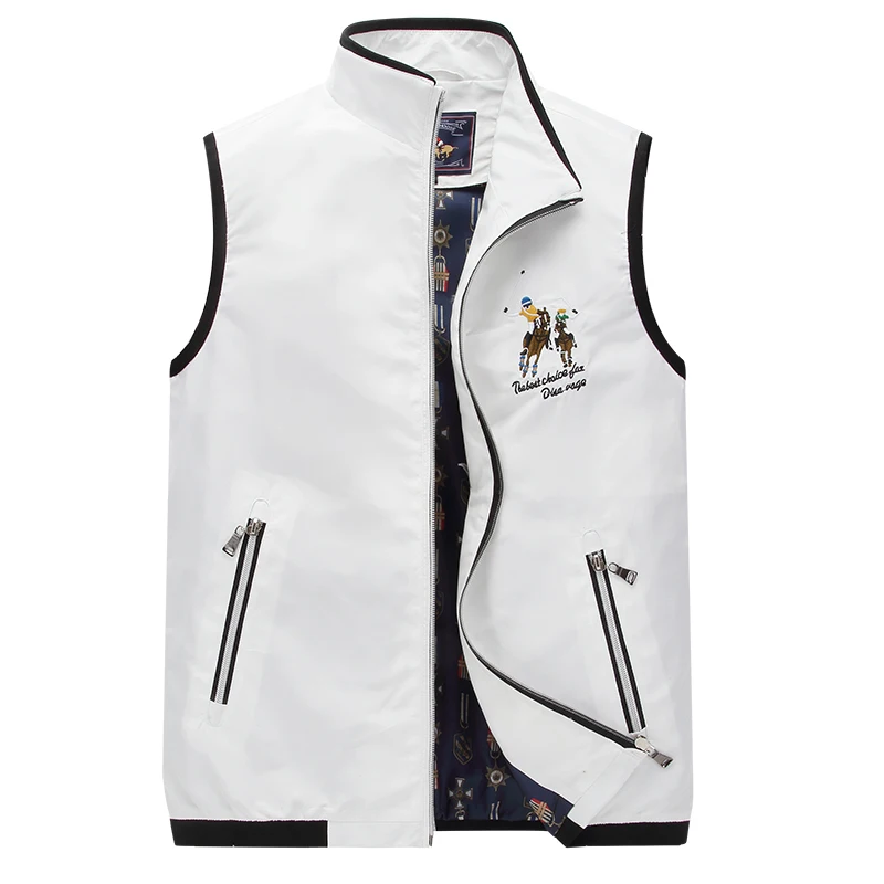 

Drop Shipping Sleeveless Casual Waistcoat Male 4XL Men's Vest Embroidery Stand Collar Vests for Men Shark Jacket