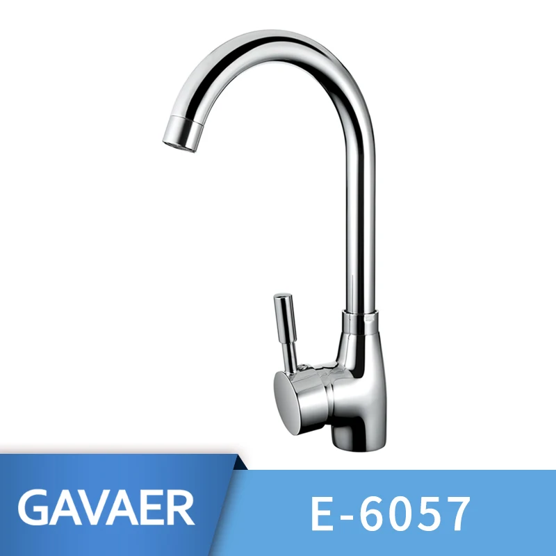 Кухонный кран Gavaer с одной ручкой и одним отверстием, кухонный кран с поворотом на 360, кухонный кран для раковины, дизайн для горячей и холодной воды, двойное использование, 8/3 шланг с адаптацией на 1/2 - Цвет: E-6057