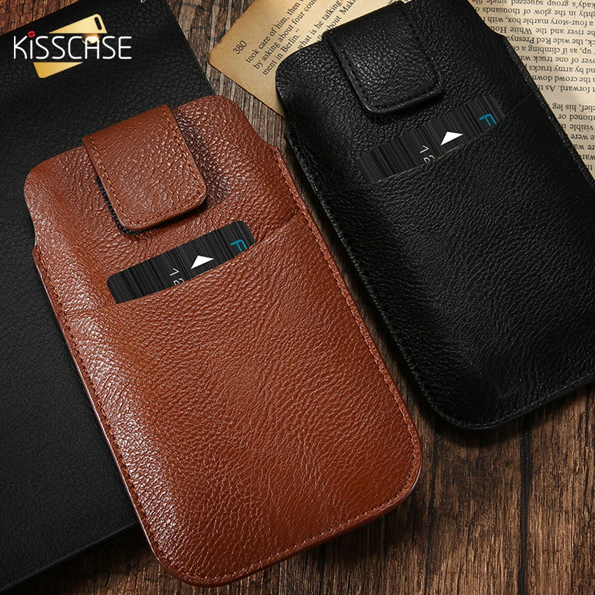  KISSCASE Universal Case For iPhone 6 6s 7 8 Plus X Retro Leather Waist Bag Cover Mobile Phone Case  - 32790980474