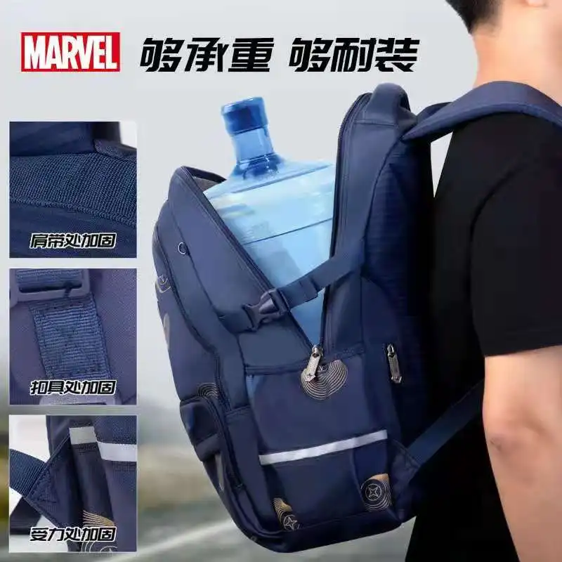 Genuine Disney New School Bags For Boys Primary Student Shoulder Orthopedic Backpack Spider Iron Man Captain America Mochila