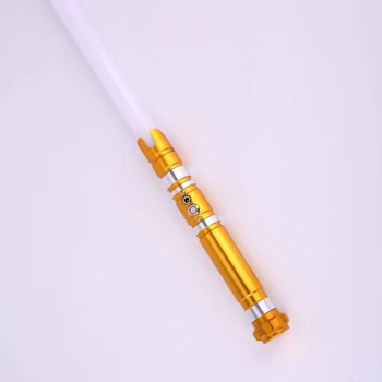 

TXQsaber Dueling Lightsaber 1 Inch RGB Blade Metal Handle With Sound And LED Light Force FX FOC Saber Christmas-TS012gold