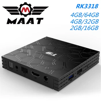 

MAAT T9 Android 9.0 Smart TV Box Rockchip RK3318 Quad Core 4GB Ram 64GB 4K Set Top Box 2.4G/5GHz Wifi H.265 Video Media Player